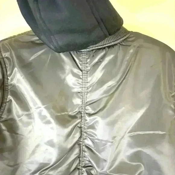 Madden NYC Dark Green Star Studded Hooded Zip Bomber Coat Size XL - Picture 9 of 16